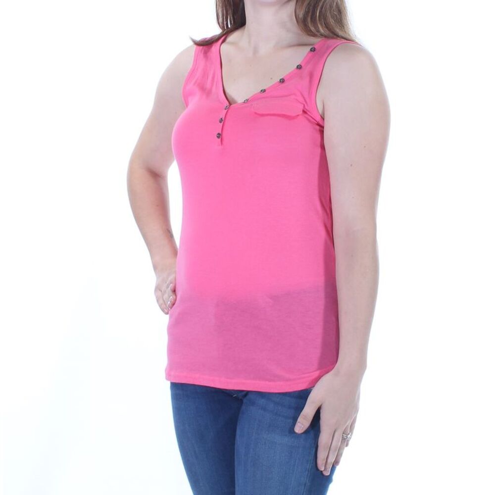 COLOR STORY Womens Pink Sleeveless V Neck Top Size: M